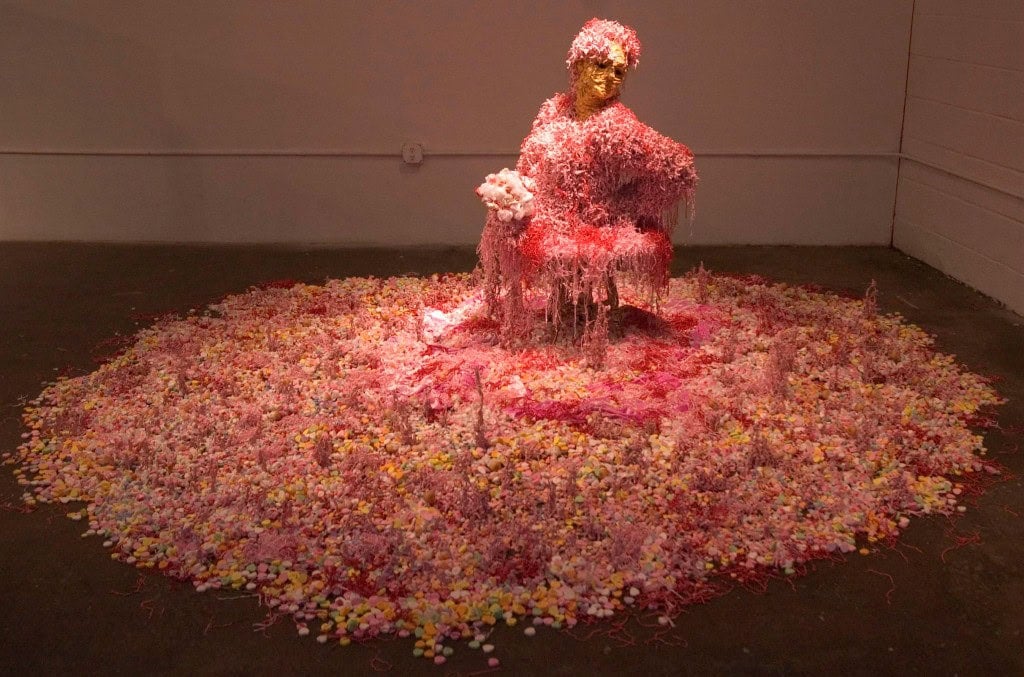 Untitled, 2006. Mixed mediums w mannequin, toy soldiers, miniature dolls, valentine candy