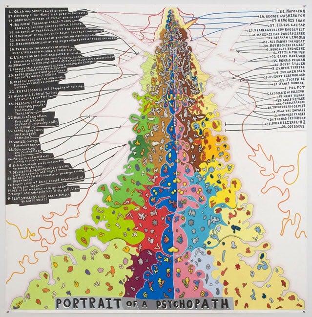 John O'Connor. Portrait of a Psychopath, 2012. Graphite, colored pencil on paper, 74 x 73 inches.