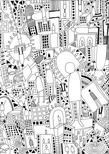Jody Zellan, Doodle Drawings 2, ink on paper or panel, 9 by 12 inches.