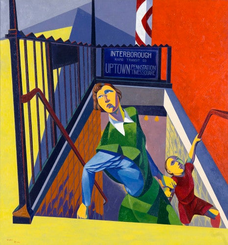 O. Louis Guglielmi, Subway Exit, 1946. Oil on canvas. 29 7/8 by 28 inches. Jule Collins Smith Museum of Fine Art, Auburn University.