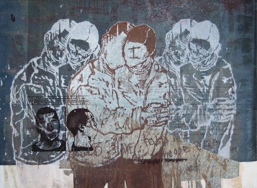 Jessica Caldas, Can’t Stop, Won’t Stop, 2013; monotype, relief, screen print.