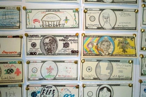Mel Chin, detail of Fundreds on an interior wall in Safehouse, 2008. Image: courtesy wwno.org