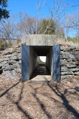 James Turrell, entrance of Blue Pesher, 1997-1999; concrete, neon, and mixed media. Cheekwood Botanical Garden & Museum of Art, Nashville.