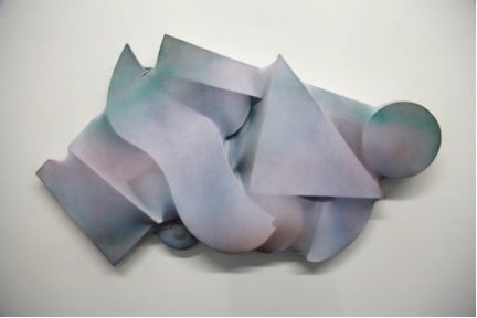 JD Walsh, Second Skin, 2013; hand-painted fabric on wood, 23 by 39 by 4 inches.