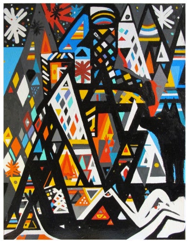 Harrison Keys, You Too, 2014; enamel on panel, 24 by 18 inches.