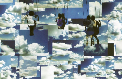 Jillian Mayer, Swing Space, 2013; video installation with four swings, 2:59 minutes.
