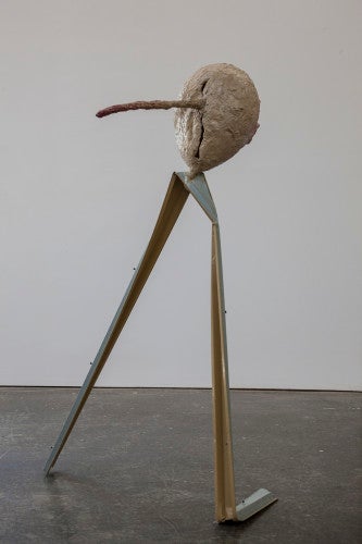 Andrew Boatright, Kum ngo, 2014; metal, balloon, polyurethane adhesive, spray paint, 51 by 33 by 20 inches. (Image: Candice Greathouse)
