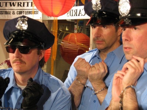 Joey Orr, Wesley Chenault, and Andy Ditzler of John Q at their reading at the now defunct Outwrite Bookstore, 2011.