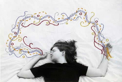 Joyce Hannah, Nick, embroidered photograph.