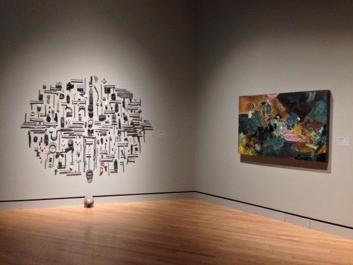 Pam Longobardi,Ghosts of Consumption (For Piet M.), plastic ocean debris, Anthropocene I (super nature), painting with patinas on copper. 