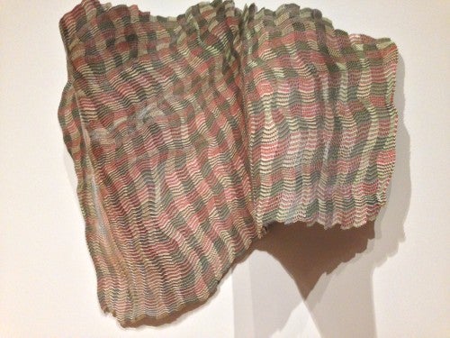 Miki Baird, swatch...the weft and warp of red walker, woven photographs. 