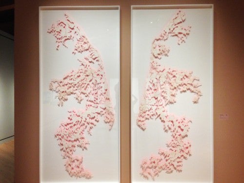 David Adey, Hide, cut paper, paint, foam panel. 