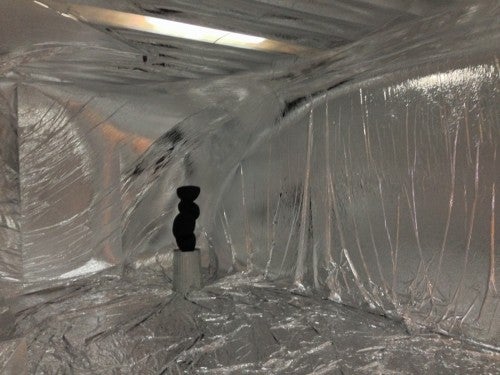 Dan Steinhilber, Reflecting Room, Mylar and fan. 