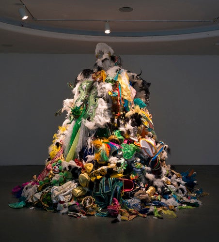 Andrea Fraser, Um Monumento às Fantasias Descartadas (A Monument to Discarded Fantasies), 2003; mixed media (Brazilian carnival costumes) variable dimensions. (Courtesy of the Artist.)
