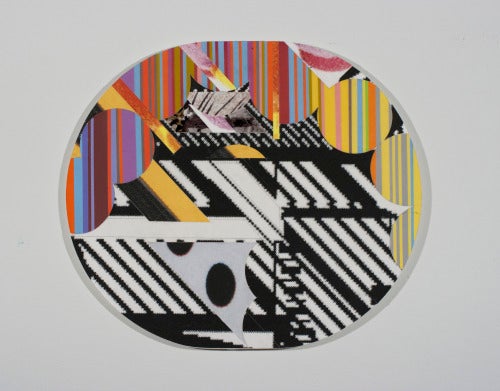 Alisa Henriquez, Pagoda Verso, 2014; collage on panel, 13 by 16 inches.