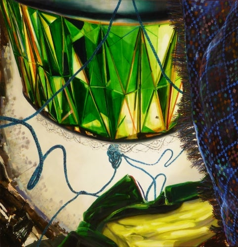 Benjamin Britton, Golden underwater superstunts to follow, 2013; oil on canvas over panel, 30 by 29 inches.