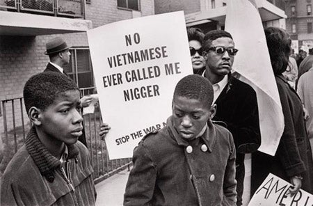 Builder Levy, Harlem Peace March (No Vietnamese...) NYC, 1967; platinum print, 9 3/8 by 14 inches.