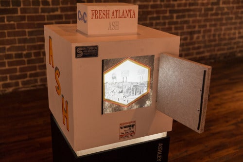 Ashley Anderson, Installation shot at “MINT’s Leap Year Final Exhibition of 2013/2014 Artists,” at Erickson Clock, 2014.