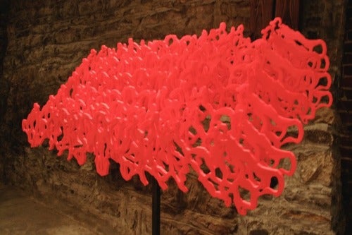 Pink Mountain (sculpture) (PLA plastic, steel, paint)