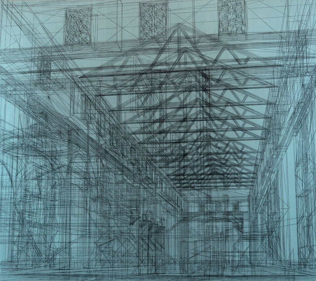 Cheryl Goldsleger, Academy, 2012; mixed media on linen, 62 by 70 inches.