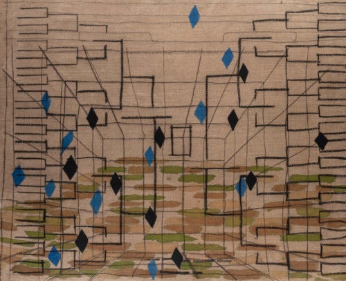 The Ledger. 2014. Acrylic, charcoal, pigment, and india ink on linen over panel. 46 by 56 in.