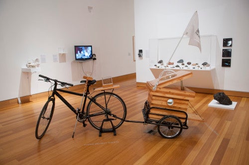 Communibus Locis Interpretive Foundation (CLIF): Mobile Wunderkammer, 2013-2014. Sean Miller American, born 1967. Bicycle and mixed media.
