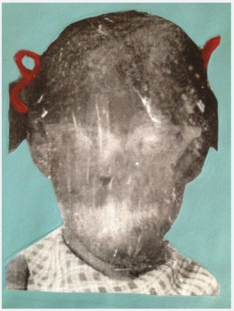 A green background with the silhouette of a black girl's head with the face obscured.