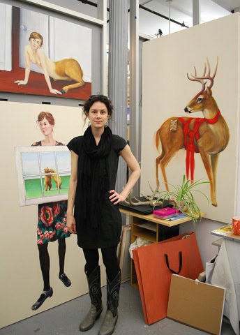 photo of the artists in her studio
