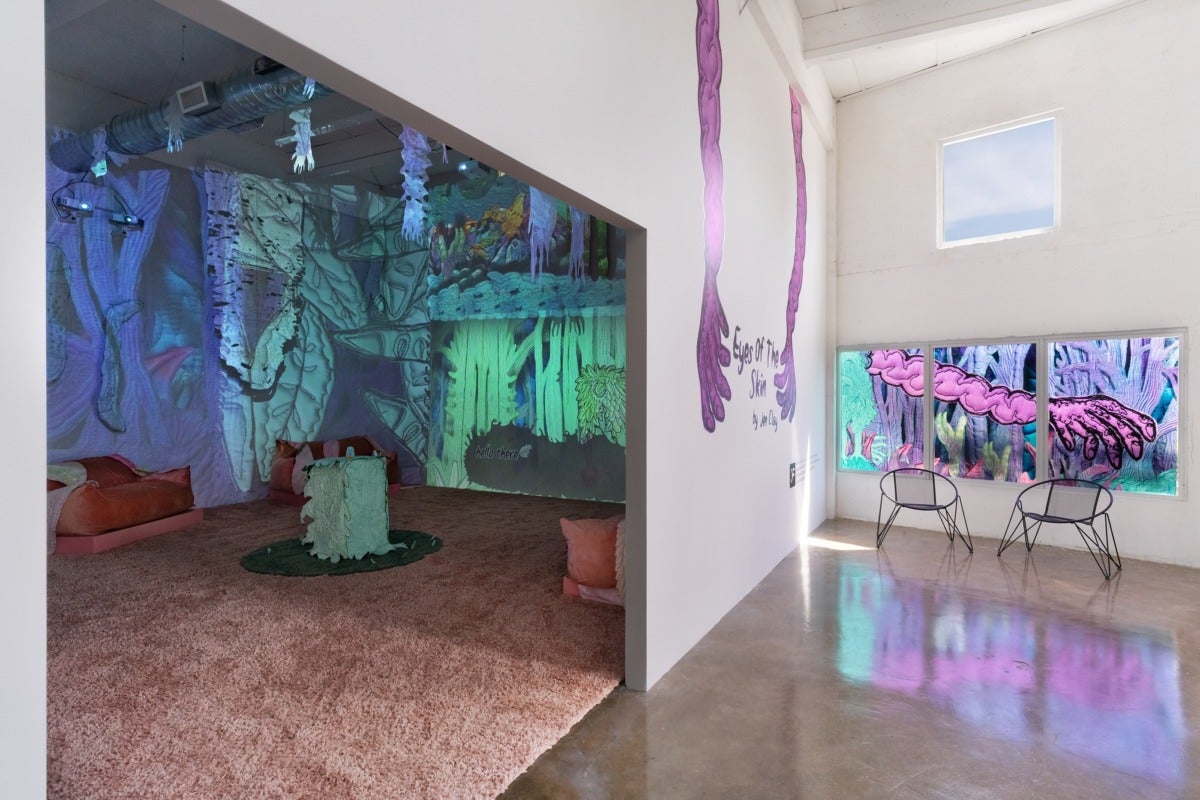 installation view of textile-based immersive installation