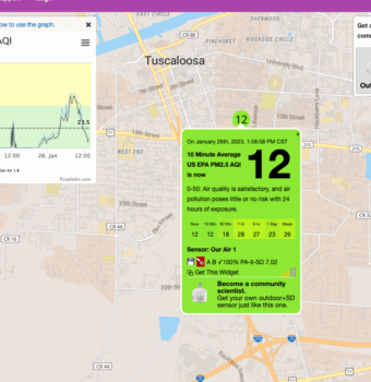 Air Quality Data Screenshot. Photograph by and courtesy of Holland Hopson.
