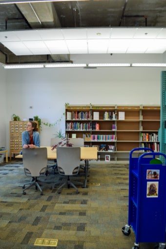 Lindsey Reynolds in the Art Library. Image by and courtesy of the writer.